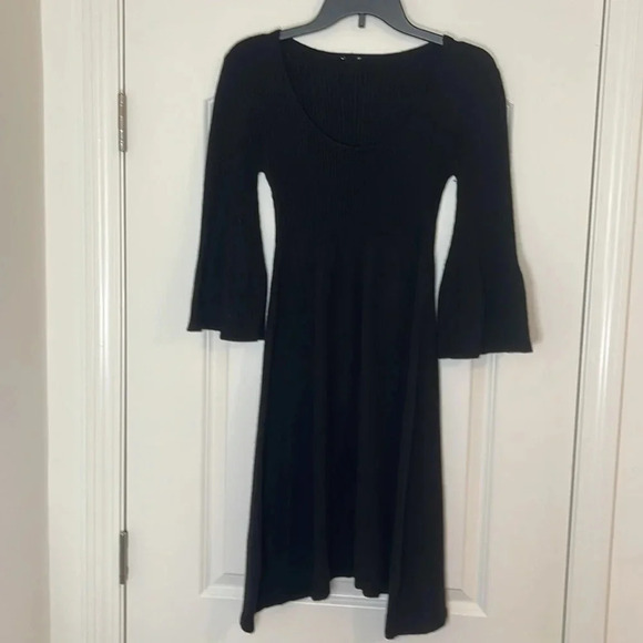 Black Sweater Dress with Bell Sleeves - Size S/M - Picture 1 of 4